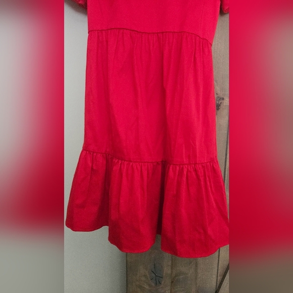 ALICE + OLIVIA Ann Curved Empire-Waist Tiered Cotton Minidress. Size 2 - Picture 4 of 14